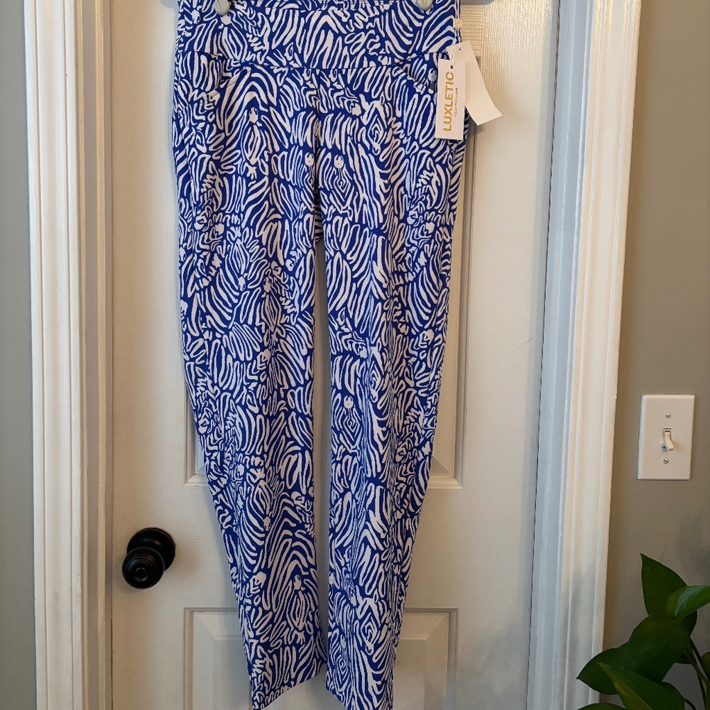 Lilly Pulitzer NWT Corso Pant UPF 50+ in Martinique Blue Zee Bebe Golf Pant in 4